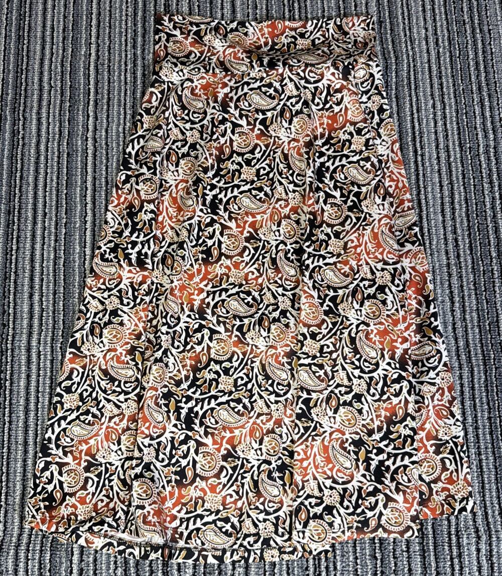 Hypnotized Jersey Skirt Women S Multi Paisley Design Elastic Waist Boho Retro